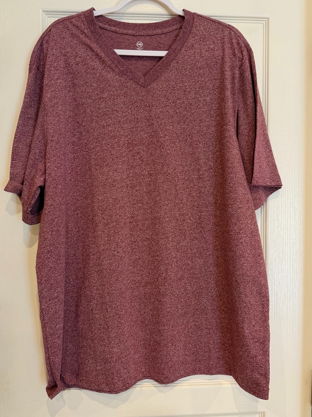 Men's V-Neck Heathered Maroon Short-Sleeve Shirt